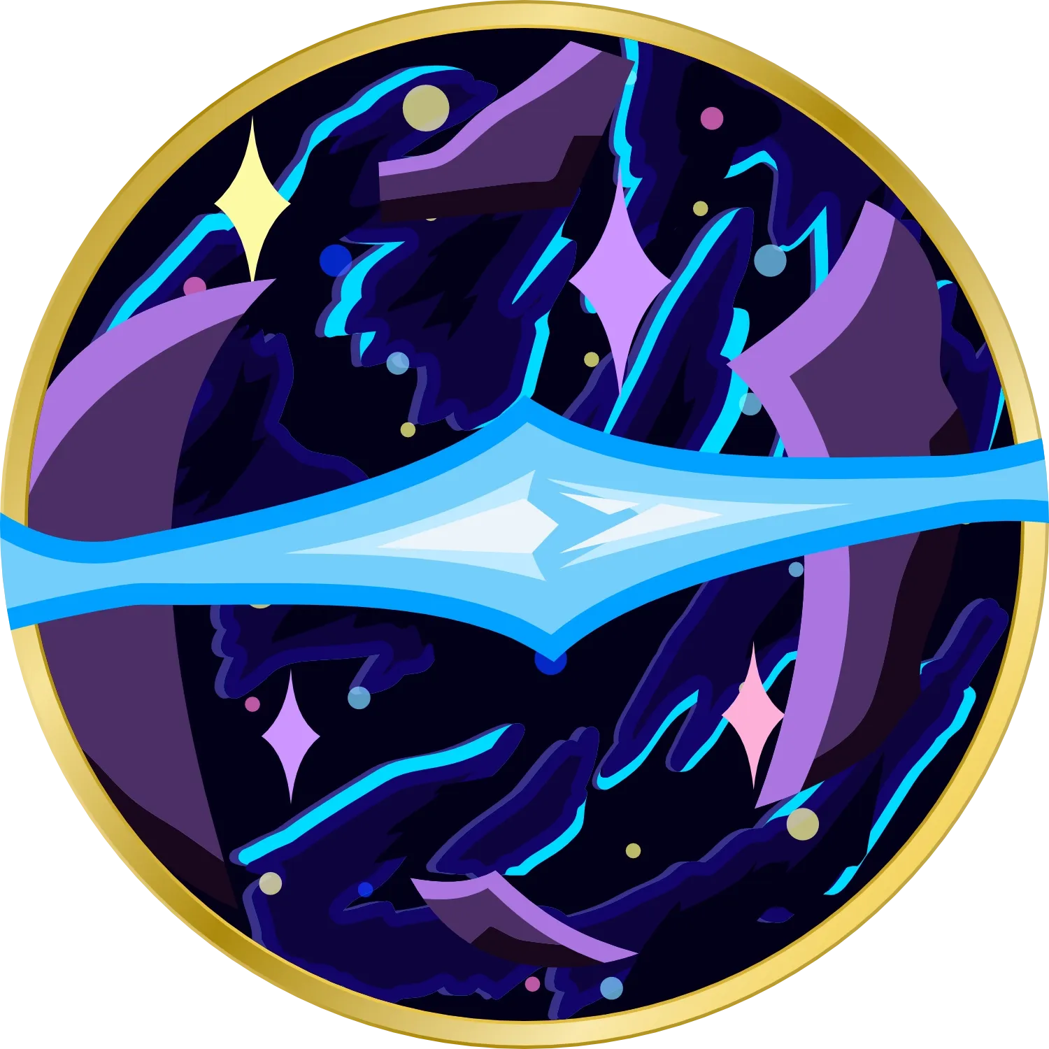 The Race to CORE First: The War Within Season 3 AOTC token. The token depicts an expand in space with gas clouds and stars in the background. In the foreground, purple debris floats around a blue supernova. The token is circled in a ring of gold